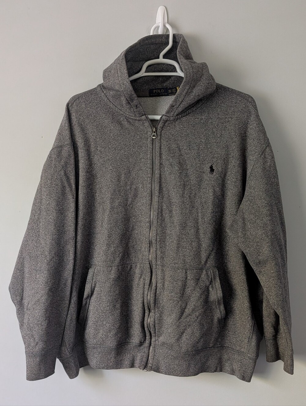 Polo Ralph Lauren Men’s Gray Waffle Knit Full Zip Hoodie 4XLT Big Tall
